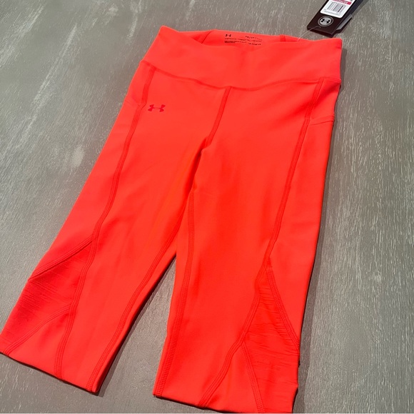 NEW Under Armour athletic compression tights leggings Heatgear Orange women’s XS - Picture 4 of 7